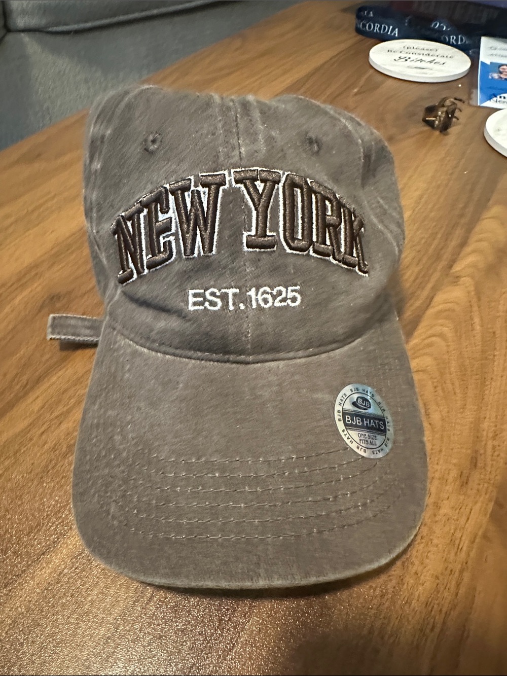 New York Embroidered Baseball Cap - Gray